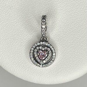 Pandora Sparkling Double Halo Pink Heart Dangle Charm